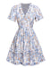1950s V-Neck Ditsy Floral Wrinkle Dress