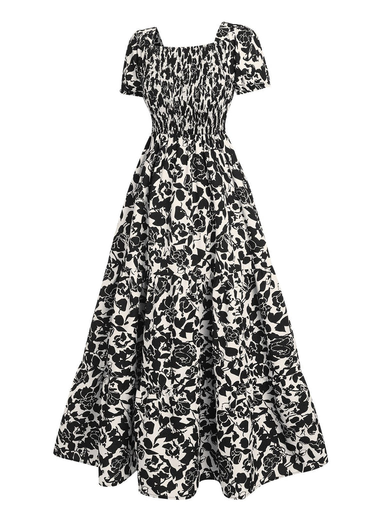 1940s Floral Wrinkle Lantern Dress