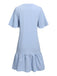 Light Blue 1950s V-Neck Ruffle Hem Dress