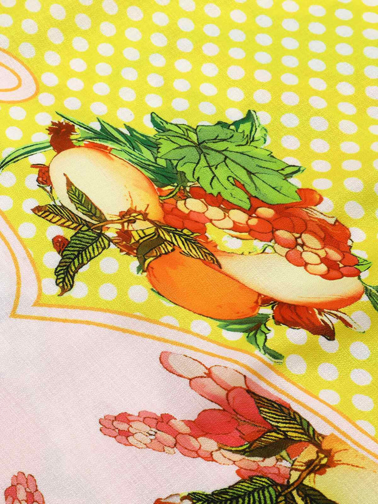 Multicolor 1940s Lemonis Print Midi Dress