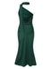 1930s Solid Backless Halter Sleeveless Dress