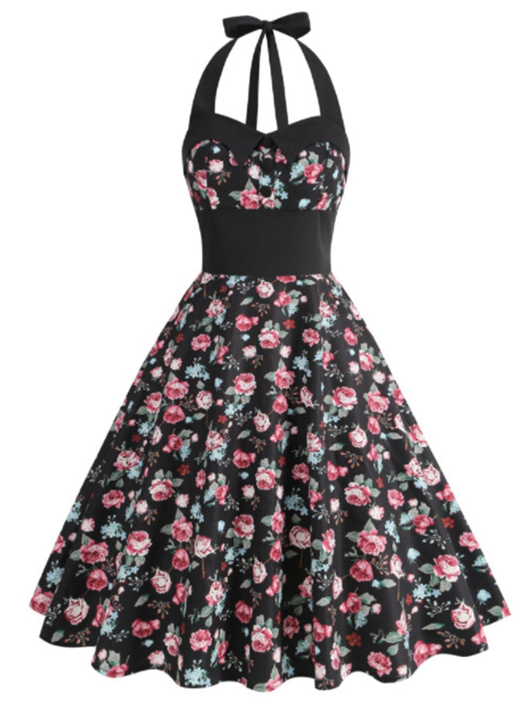 1950s Halter Roses Swing Dress