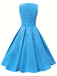 Blue 1950s Solid Sleeveless Swing Dress