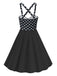 Black 1950s Polka Dot Patchwork Dress