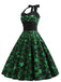 Green 1950s Lucky Clover Halter Patchwork Dress