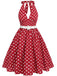 [Plus Size] Red 1950s Polka Dot Halter Dress