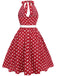 [Plus Size] Red 1950s Polka Dot Halter Dress