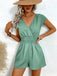 Green 1950s V-Neck Smocked Cap Sleeves Romper