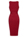 Wine Red 1960s Solid Bow Belt Wrap Dress