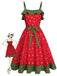 Red 1950s Strawberry Ruffle Belt Dress