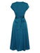 Blue 1940s Solid Irregular Waist Dress