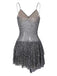 Dark Gray 1960s Spaghetti Strap Lace Leopard Dress