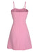 Pink 1960s Solid Spaghetti Straps Bow Dress