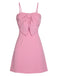 Pink 1950s Solid Spaghetti Straps Bow Dress