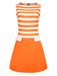 Orange 1960s Drop Waist Stripe Dress