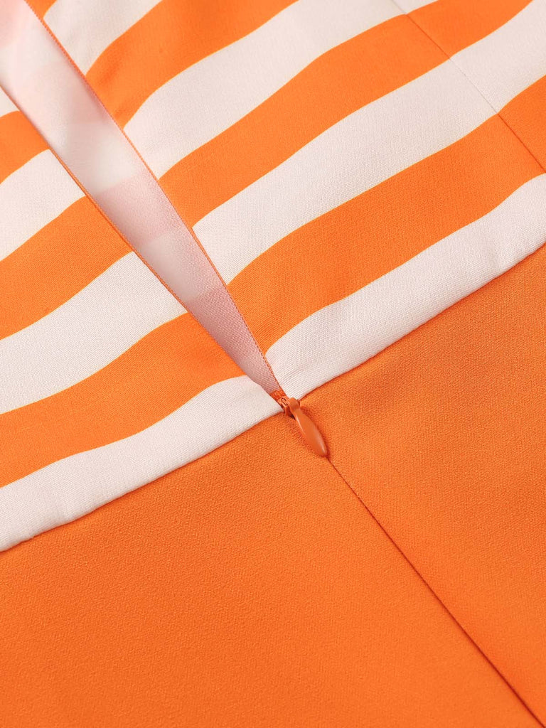 Orange 1960s Drop Waist Stripe Dress