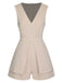 Beige 1950s Solid V-Neck Sleeveless Romper