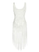 White 1950s Knitted Tassel Hollow Cover-Up