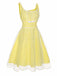 Yellow 1950s Scoop Neck Sleeveless Mesh Dress