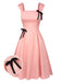 Light Pink 1940s Solid Bow Dress