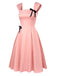 Light Pink 1940s Solid Bow Dress