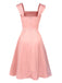 Light Pink 1940s Solid Bow Dress