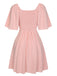 1970s V-Neck Bow Tie Ruffle Sleeves Dress