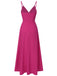 Pink 1930s V-Neck Ruffled Irregular Slit Dress