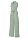 Green 1930s Shirt Collar Belted Jumpsuit