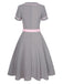 Gray 1950s Solid Contrast Belted Dress