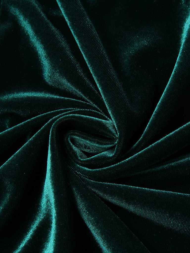 Green 1970s Velvet Sequined Wrap Dress