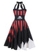 Black&Red 1950s Halloween Halter Skull Dress