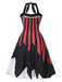 Black&Red 1950s Halloween Halter Skull Dress