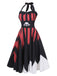 Black&Red 1950s Halloween Halter Skull Dress