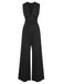 Black 1940s Solid V-Neck Jumpsuit