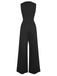 Black 1940s Solid V-Neck Jumpsuit