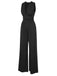 Black 1940s Solid V-Neck Jumpsuit