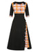 1940s Colorful Plaid Patchwork Buttoned Dress