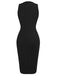 Black 1960s Color Block Pencil Dress