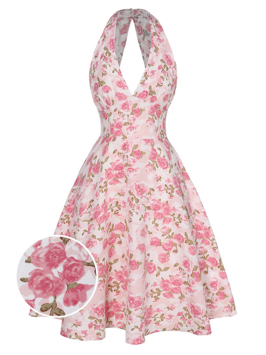 [Pre-Sale] Pink 1950s Floral V-Neck Dress