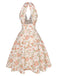 [Pre-Sale] Orange 1950s Floral V-Neck Dress