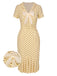 Yellow 1940s Lapel Polka Dots Pleated Dress