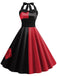 Red&Black 1950s Solid Halter Dress