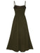 Dark Green 1940s Solid Button Sling Dress