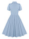 1950s Solid Lapel Buttons Swing Dress