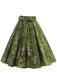 Green 1950s Floral Swing Belted Skirt