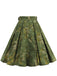 Green 1950s Floral Swing Belted Skirt