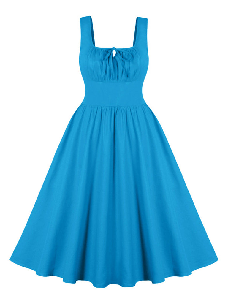 1950s Solid Wide Strap Dress