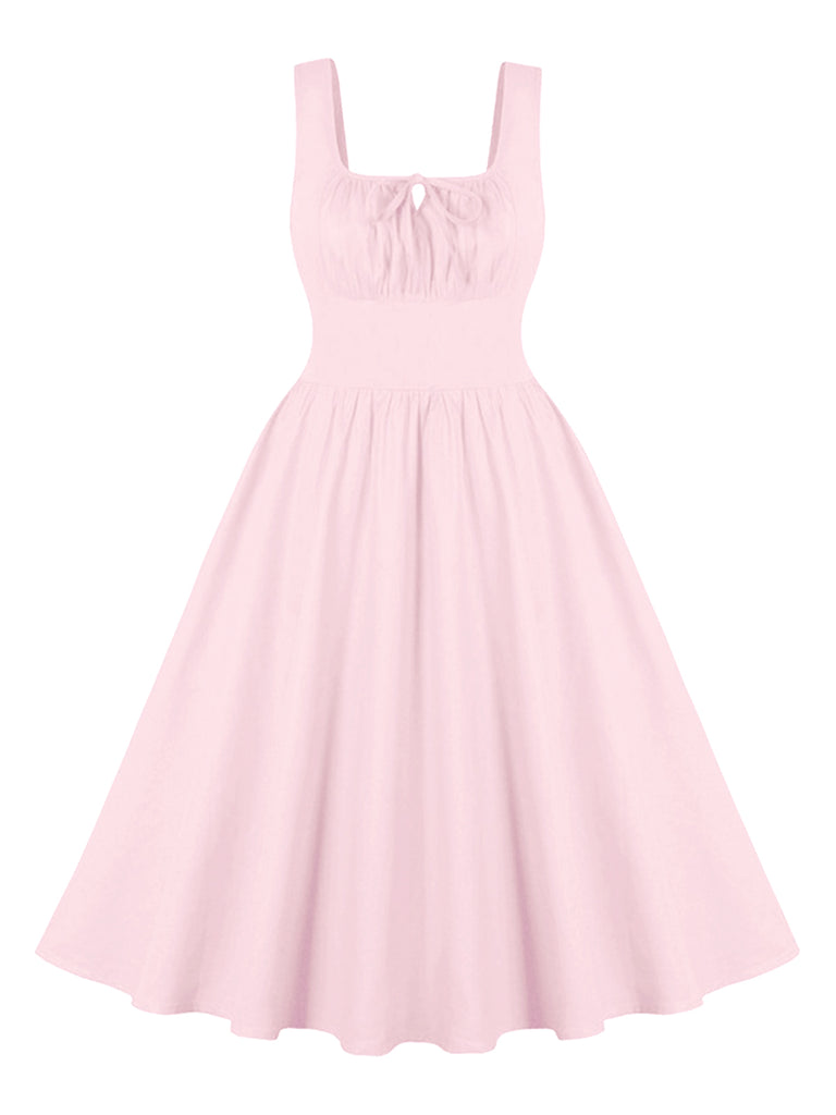 1950s Solid Wide Strap Dress