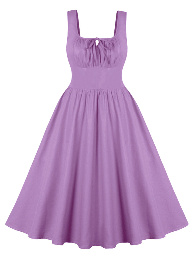 1950s Solid Wide Strap Dress